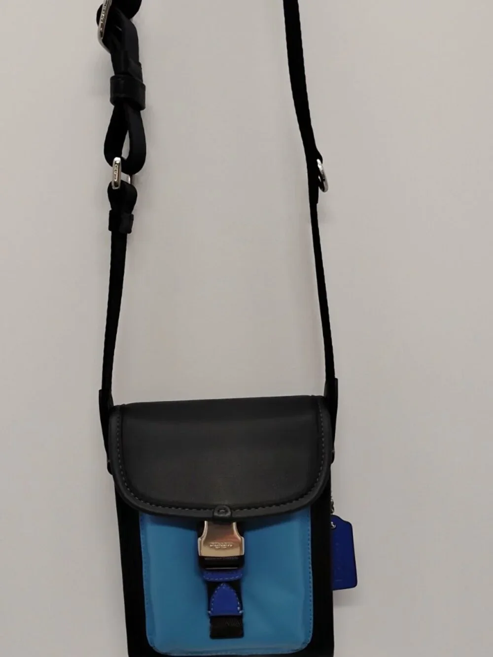Coach Charter North/South Crossbody C6692 Blue and Black Leather